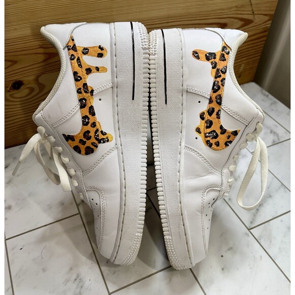 \'19 Nike Air Force 1 Low Custom Leopard Drip Hand Painted White M8.5m/W10m main image 11